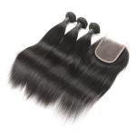 9A Pure Indian Human Hair Bundles , 100 Raw Virgin Indian Hair Lace Closure