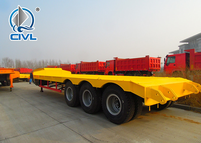 Yellow 3 Axles Low Bed Semi Trailer Trucks / 20T 30T Manual side tipper Truck Trailer Howo