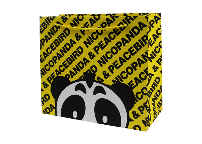 Yellow Panda Printed Paper Bag Packaging Customized FSC ISO certificate