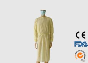 Quality Yellow Disposable Isolation Gowns Personal Health Safety With Knitted Cuffs wholesale