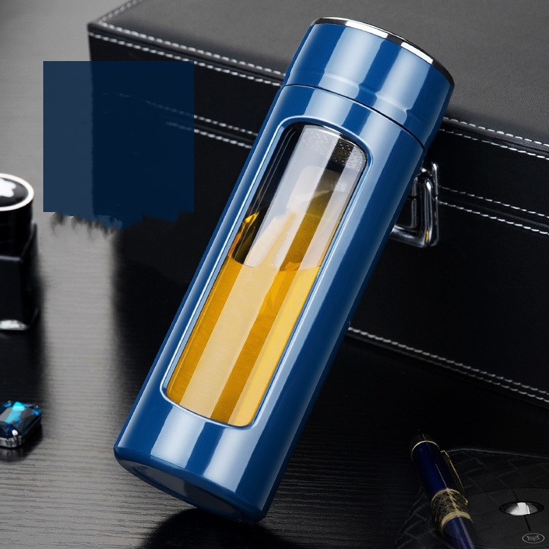 Elegant Portable Large Capacity Double Glass Water Bottle Tea Infuser Multipurpose 400ml Custom LOGO Printing Leak Proof Glass Bottle As Gift