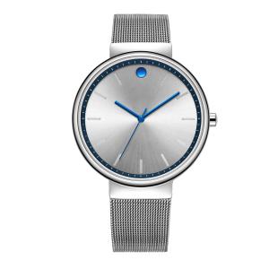Quality Silvery 40mm Fashionable Men'S Quartz Watch Round Smooth Surface wholesale