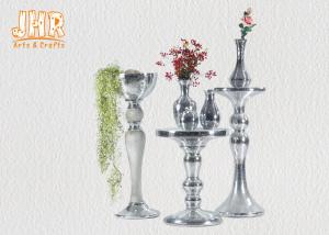 Quality Silver Mirror Mosaic Fiberglass Pedestal Plant Stand Round Telephone Table wholesale