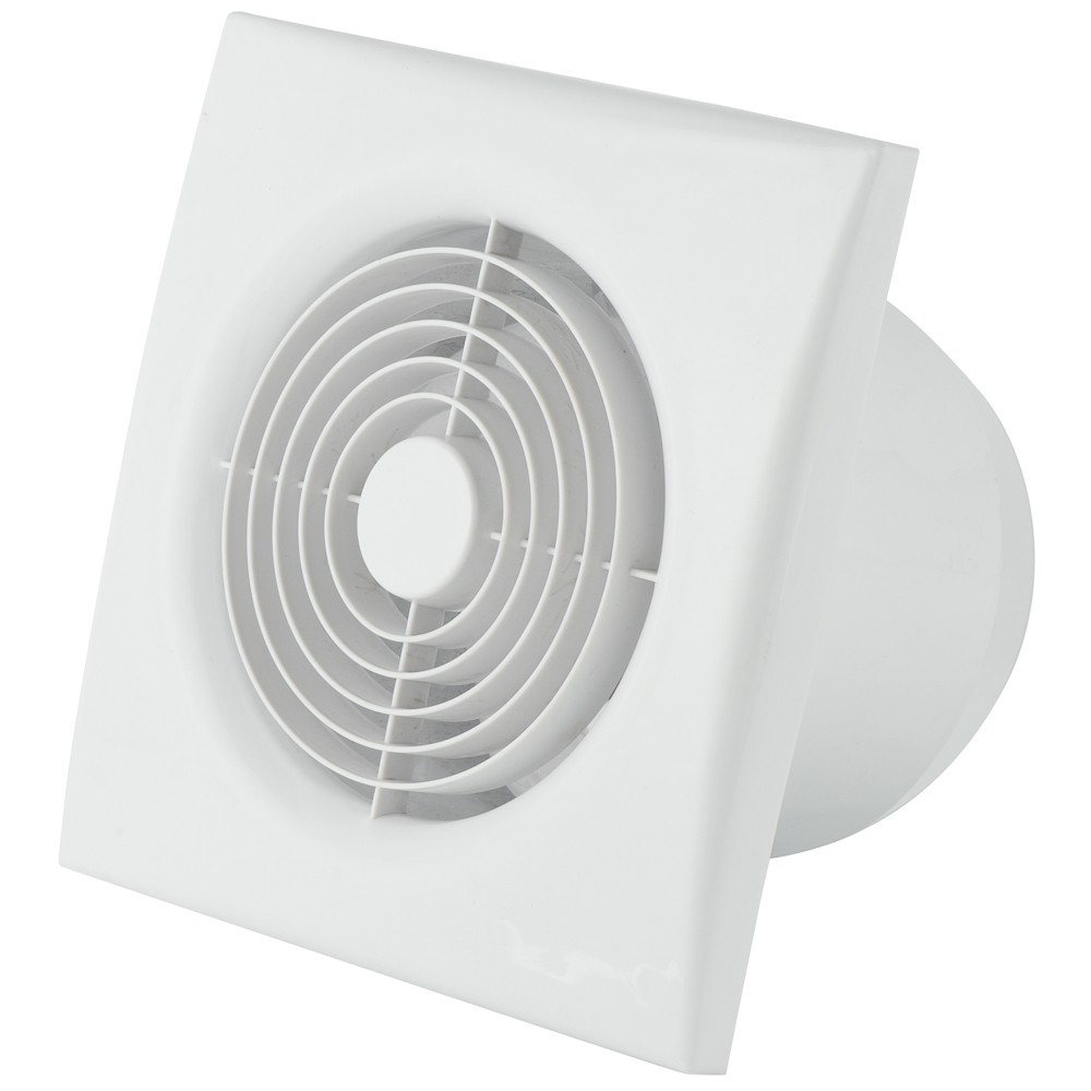 ABS Material 6 Inch Square Wall Mounted Bathroom Ventilation Exhaust Fan For Home