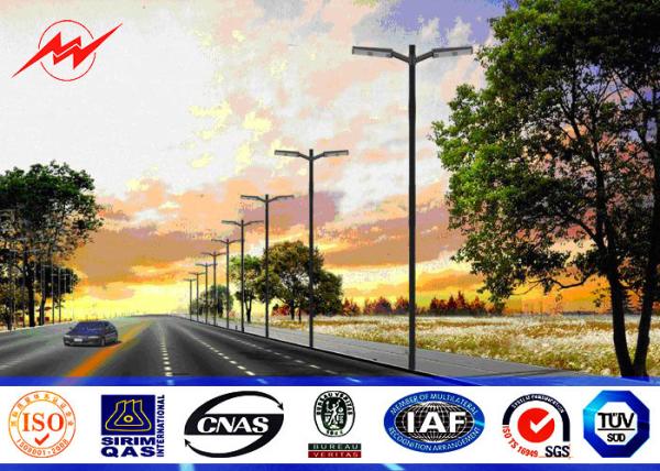 10m 5mm Wall Thickness Outdoor Square Galvanized Street Light Poles Parking Lot