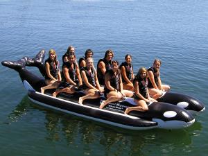 Quality High Quality Large Inflatable Whale Boat For Many Persons , Inflatable Water Games wholesale