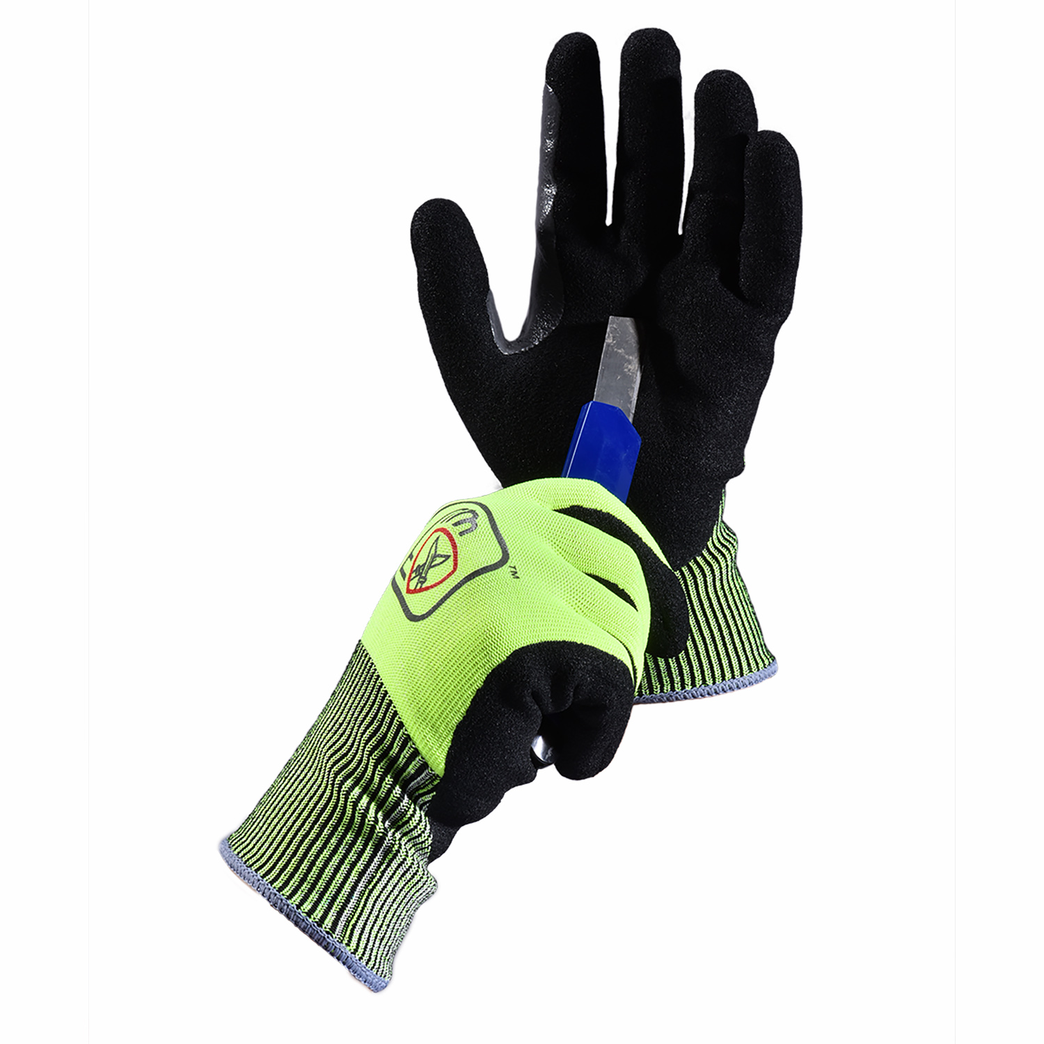Yellow Cut Resistant Safety Working Gloves C Power Grip Rubber Hand Gloves For Construction Workers