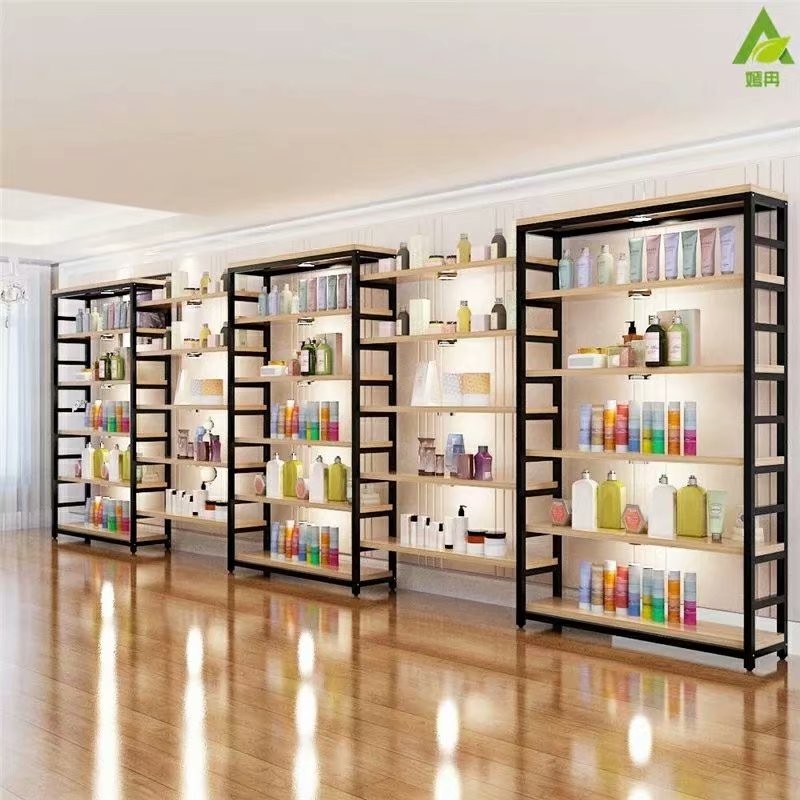 Double-Sided Steel-Wood Bookshelf for Library/Book Shelf/Office Furniture/Booksh Shelf for Clothing/Shoes/Jewelry/Watch