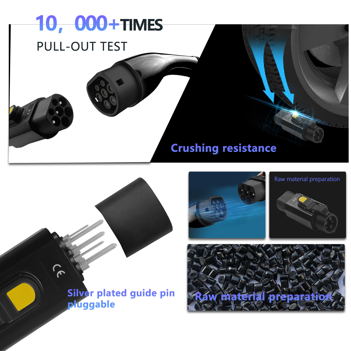 PC Copper 7KW 220V 32A Portable EV Charger Adapter Type2 to J1772/type1 for Type1 EV Cars
