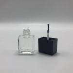Square Shape Clear UV Gel Glass Nail Polish Bottle With Black And White Cap And