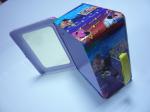 PVC Window Metal Tin Lunch Box Cartoon Colorful Hinge With Handle