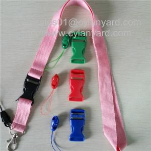 Quality Colored polyester neck strap with dyed colored plastic detachable buckle, wholesale