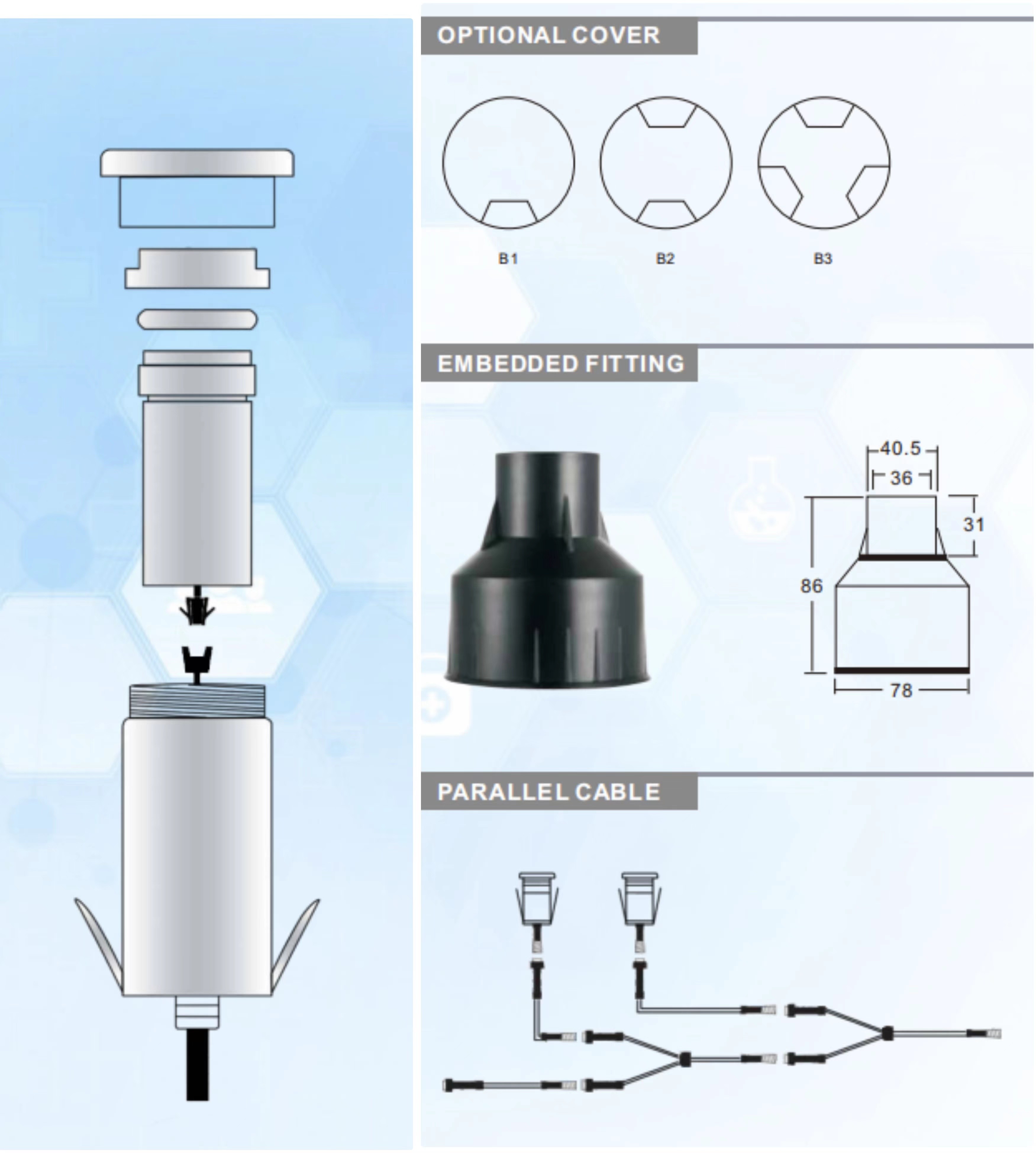 CANNON-1 Outdoor Inground Driveway Lights 1W 1700K - 6500K Color Temperature