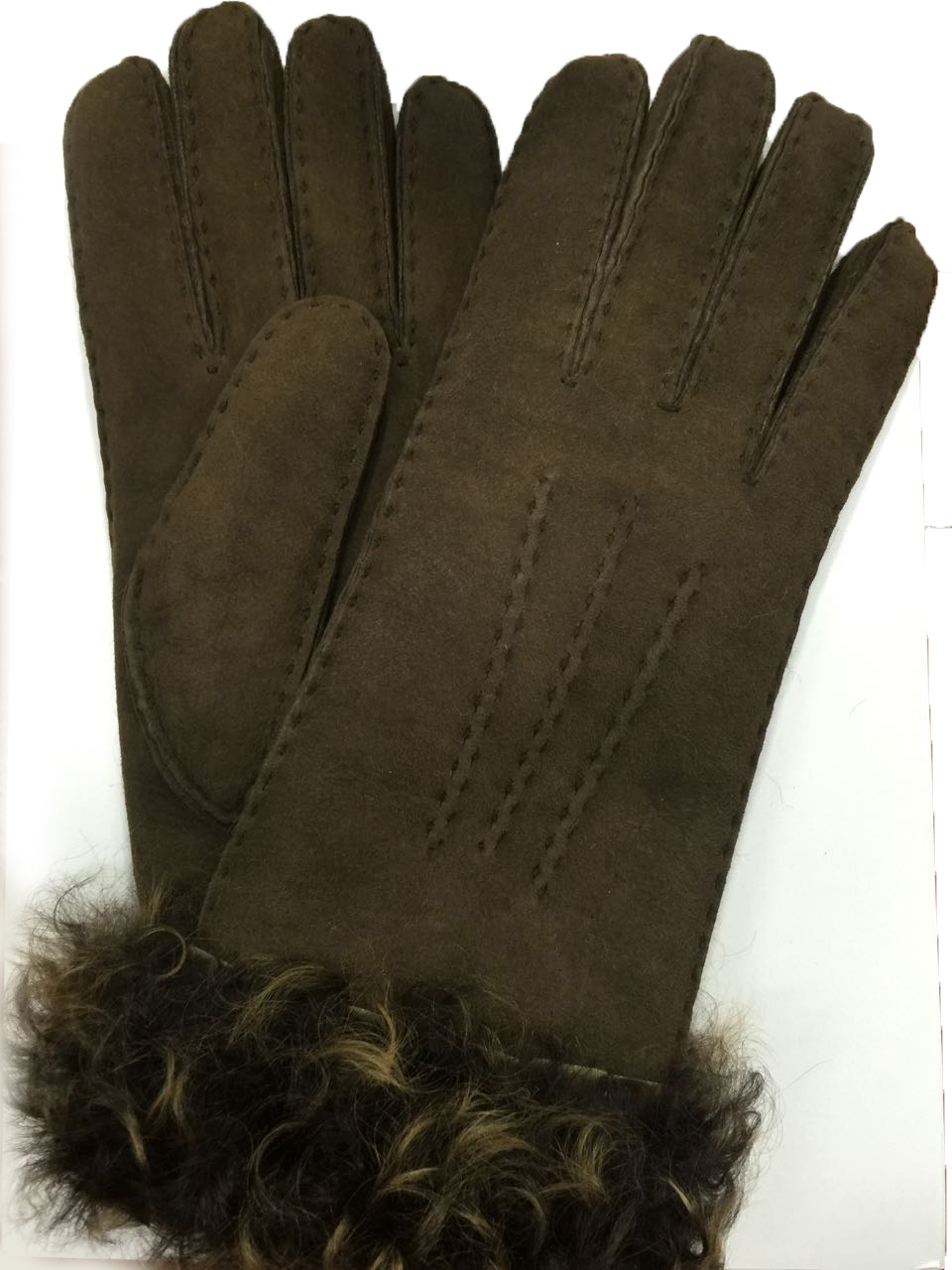 wholesale soft Spanish merino sheepskin double face gloves with lamb wool cuff