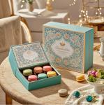 Varnishing Macaron Favour Paper Food Gift Boxes Packaging With Divider