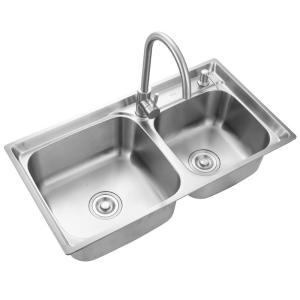 Quality AG5519 SUS304 Under Counter Kitchen Sink Double Rectangle Shape Bowl wholesale