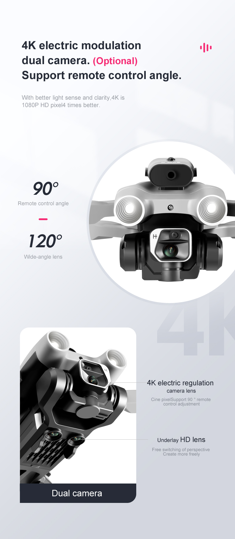 K9 Mini Drone Maximum Flight Time 10-20min Beginner Operator Skill Level 4k HD Dual Camera Four-sided Obstacle Avoidance