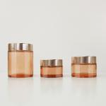 Pink 20g Face Cream Glass Jar With Gold Lids
