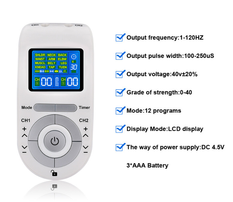 Tens Unit And EMS Muscle Stimulator Machine Includes Pulse Massager