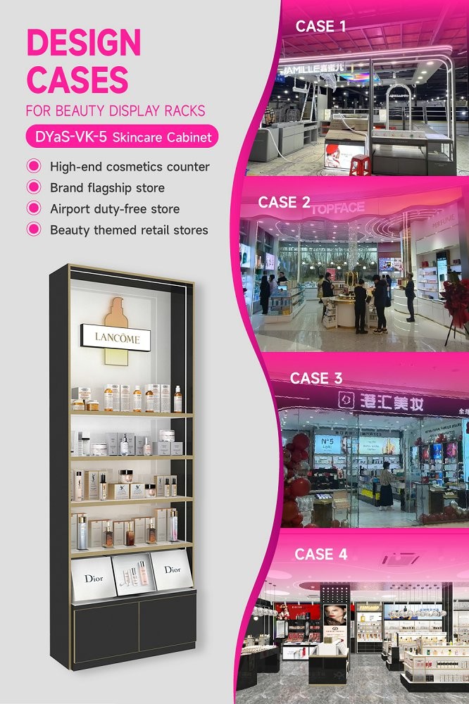 DYaS-VK-5 Skincare Display Cabinet with 3mm Acrylic Light Box and Engraved Pattern