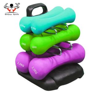 Quality Bone Shape Fitness Equipment Dumbbells With Rack Vinyl And Neoprene Material wholesale