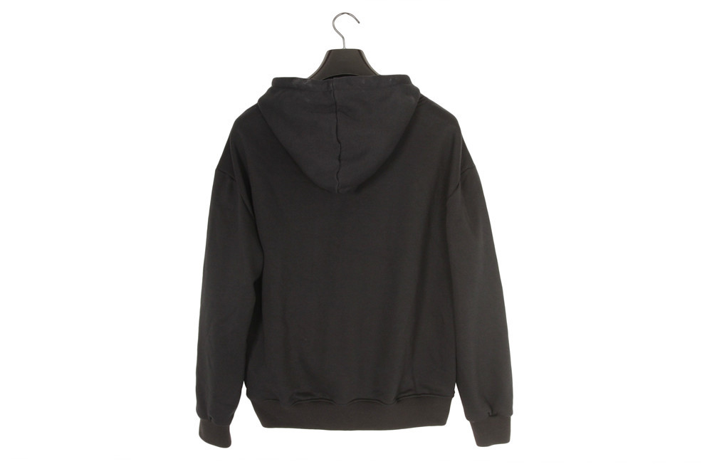 Black Towel Embroidered Mens Hoodie 320gram 65% Polyester 35% Cotton