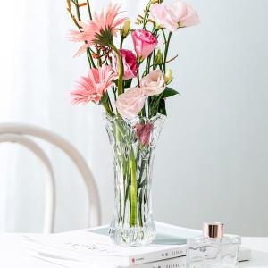 Quality Tulip Shaped Glass Vases Machine Pressed 19.8cm Height Crystal Glass Flower Vase wholesale