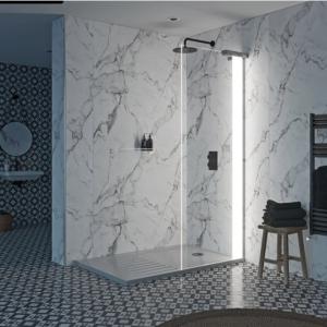 Quality Walk In Glass Shower Door Frameless Design Polished Edge wholesale