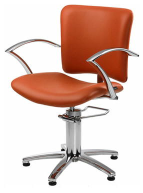 High End Steel Star Salon Hair Styling Chairs With Metal Hand Rest , Orange Color