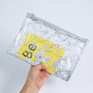 Quality Waterproof Clear Zipper Glitter Shining PVC Cosmetic Bag wholesale