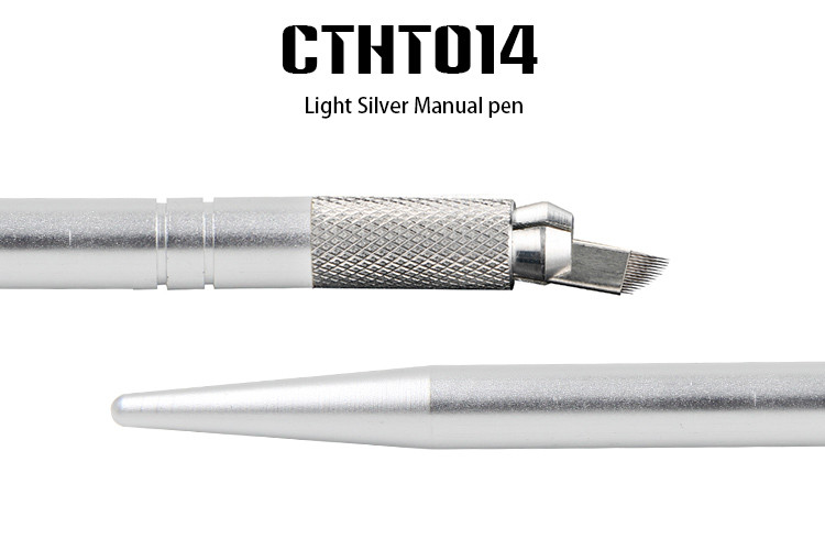 Aluminum Alloy Permanent Makeup Eyebrow Tattoo Pen Light Silver Pen