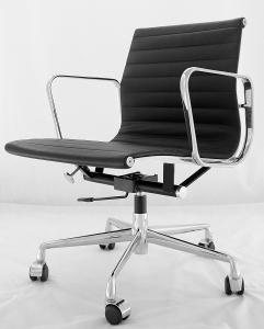 Quality Conference Mid Back Ribbed Leather Aluminum Alloy Frame Office Chair wholesale