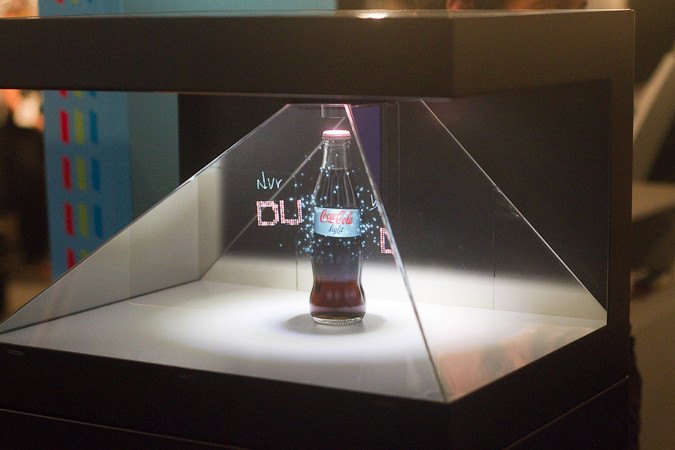 Luxury Showcase , 42 Inch Hologram Pyramid 3D Display Box with Adjustable LED Light