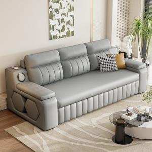 Quality Jieshun Multifunctional Retractable Living Room Leather Sleeper Sofa Bed wholesale