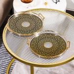 Gold Inlay Disposable Plastic Serving Tray for Home Travel Coffee Tea Plate Dish