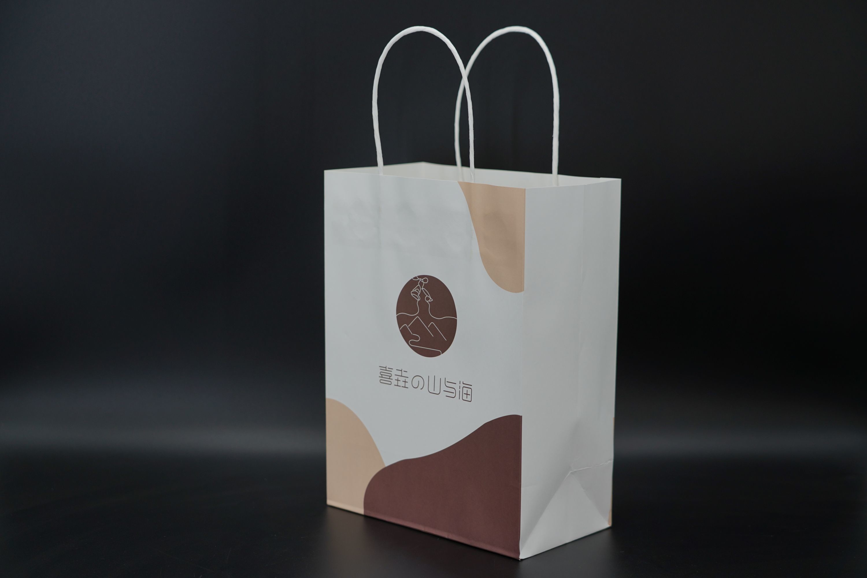 Customized Personalized Paper Bags White Kraft Bags With Handles Twisted FSC