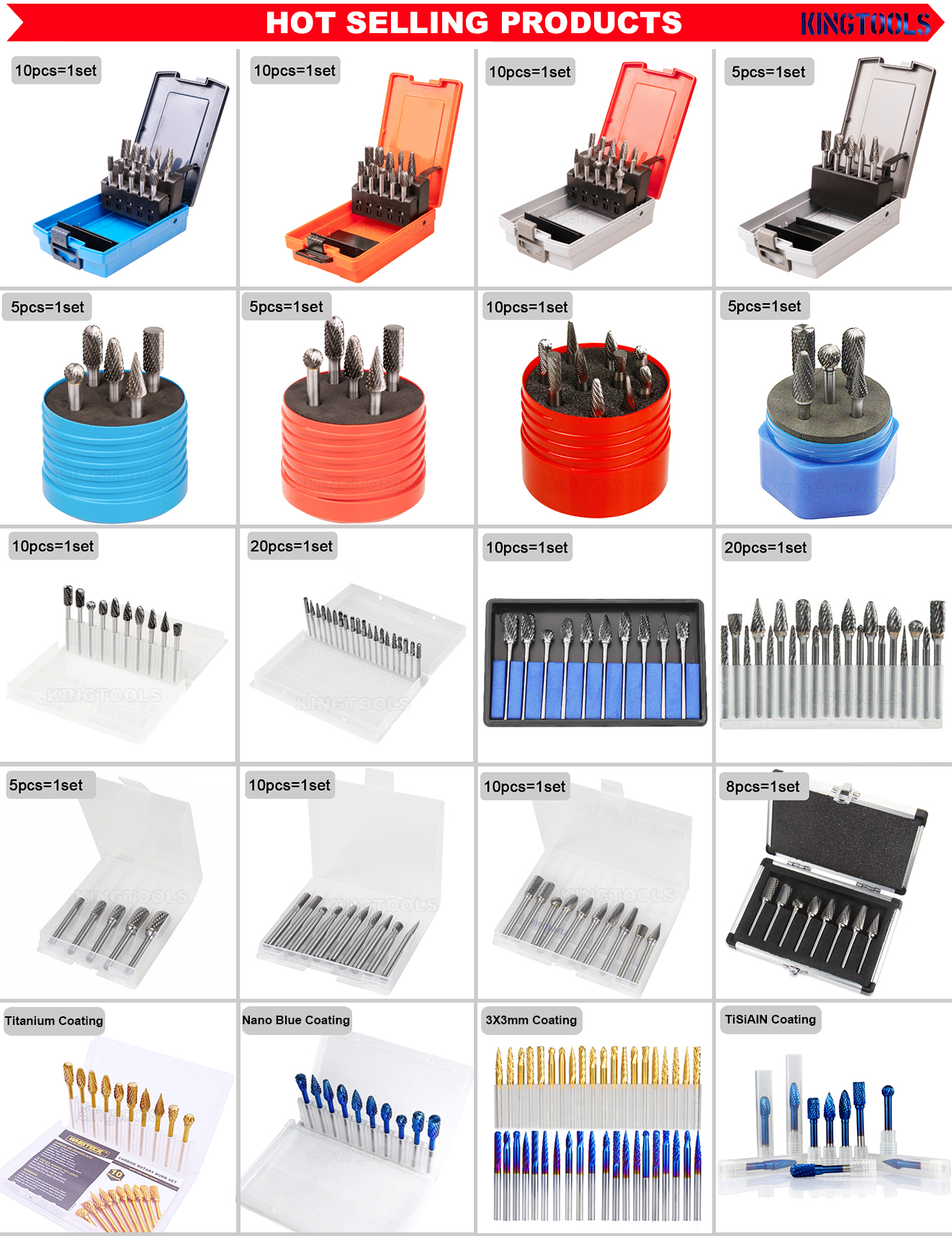 Tungsten Carbide Double Cut Burr Set for Steel and Alloys