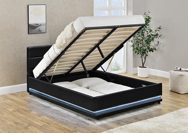 Cheap Black Faxu Leather Ottoman LED Storage Bed for sale