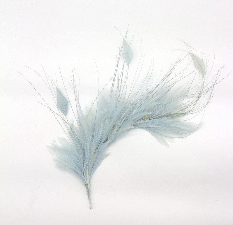 Party Decoration Hackle Feather and Stripped Coque Flower Mount with Wire Accessory
