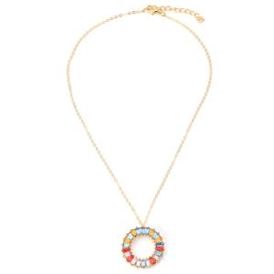 Quality Stylish Women's Round Necklace with Colorful Pendant Plated in Rose Gold wholesale