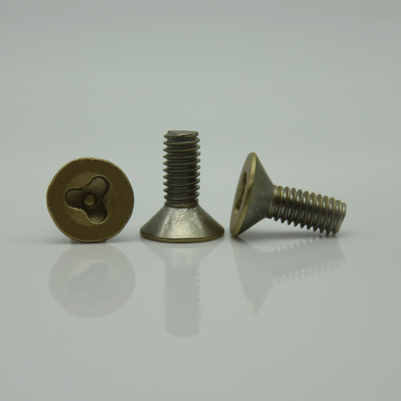 M4*11 Golden Paint Triangle Security Screw With Truss Head And RoHs Certificate