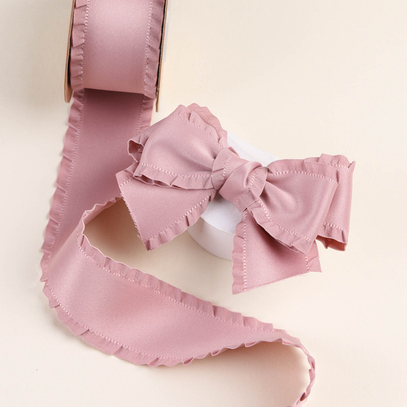 Wrinkle Edge Polyester Satin Ribbon 25mm-38mm Double Faced Satin Ribbon