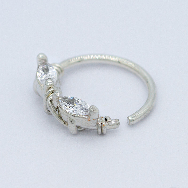 Double Marquise Zircon hypoallergenic septum ring Tie Wire 16G 10mm