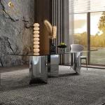 Italian Furniture Double Layer Tempered Glass Dining Table Foshan Dining Room