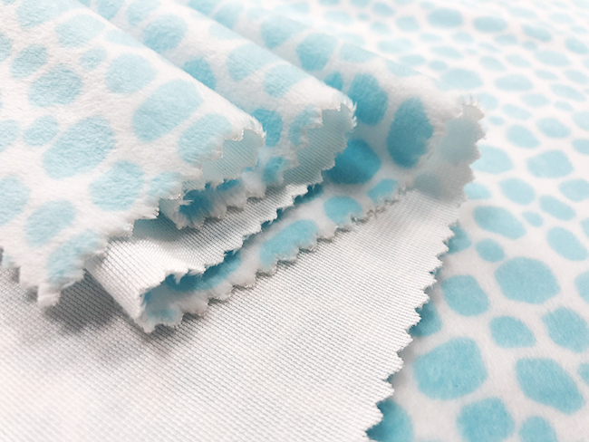 210GSM 100% Polyester Velvet Fabric Fleece Material Blue Leopard Print