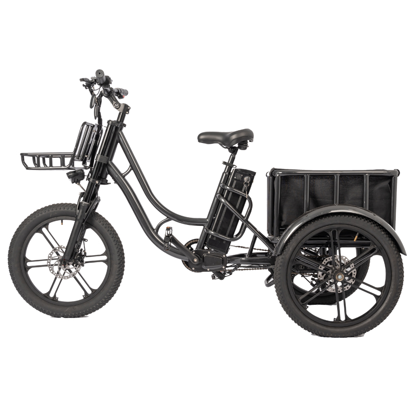 80km Range Electric Trike Papa Grande Fat Tire Cargo E-bike with 13Ah Battery Capacity
