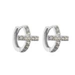 Contemporary Sterling Silver Jewelry Hoop Earrings Mens Diamond Cross Earrings