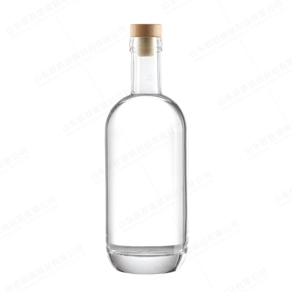 Acceptable Customer's Logo Transparent Boston Round Glass Bottle 700ml 750ml 1000ml