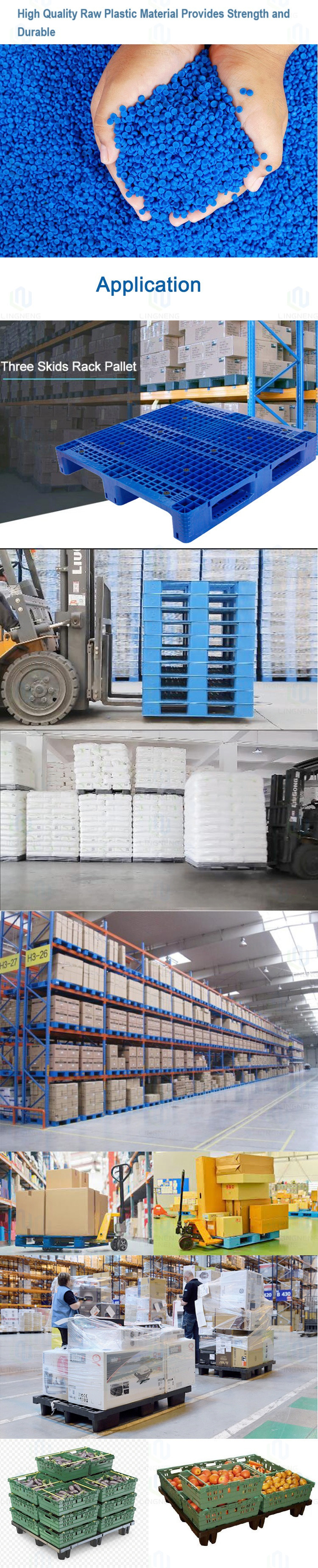 Durable Large Plastic Pallets Heavy Duty 1300*1100*160mm With Heavy Load Capacity