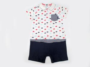 Quality Strips Summer 2 Piece Outfits Baby Boy Collared Polo wholesale